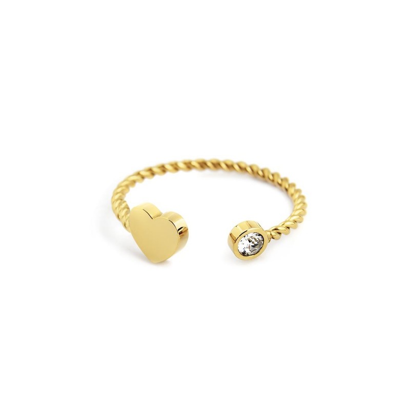 18an038g-f Anello falangina con cuore e cristallo bianco