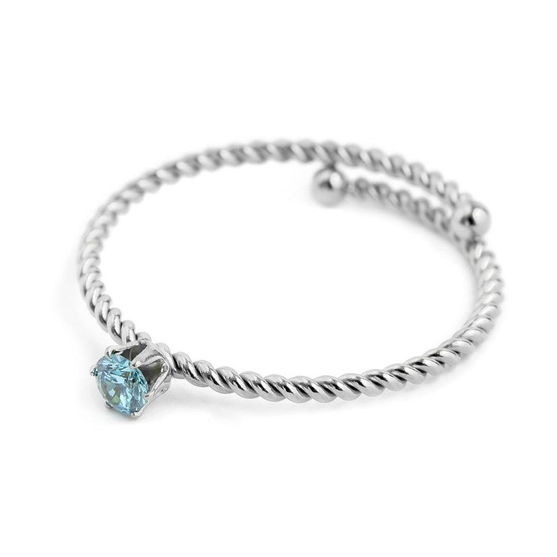 18an116a Anello con cristallo azzurro