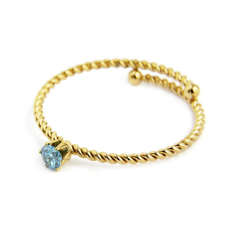 18an116ga Anello con cristallo azzurro