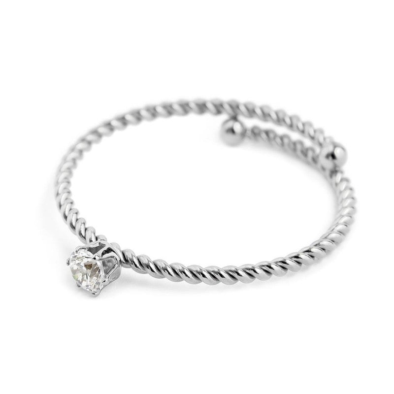 18an116w Anello con cristallo bianco