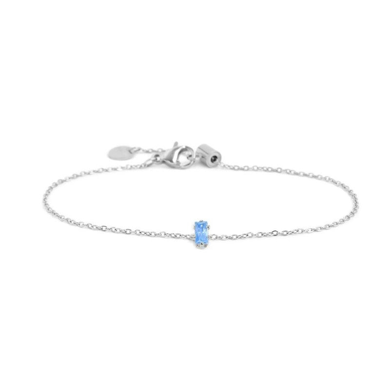 2br0100-am Bracciale con cristallo baguette colore acquamarina