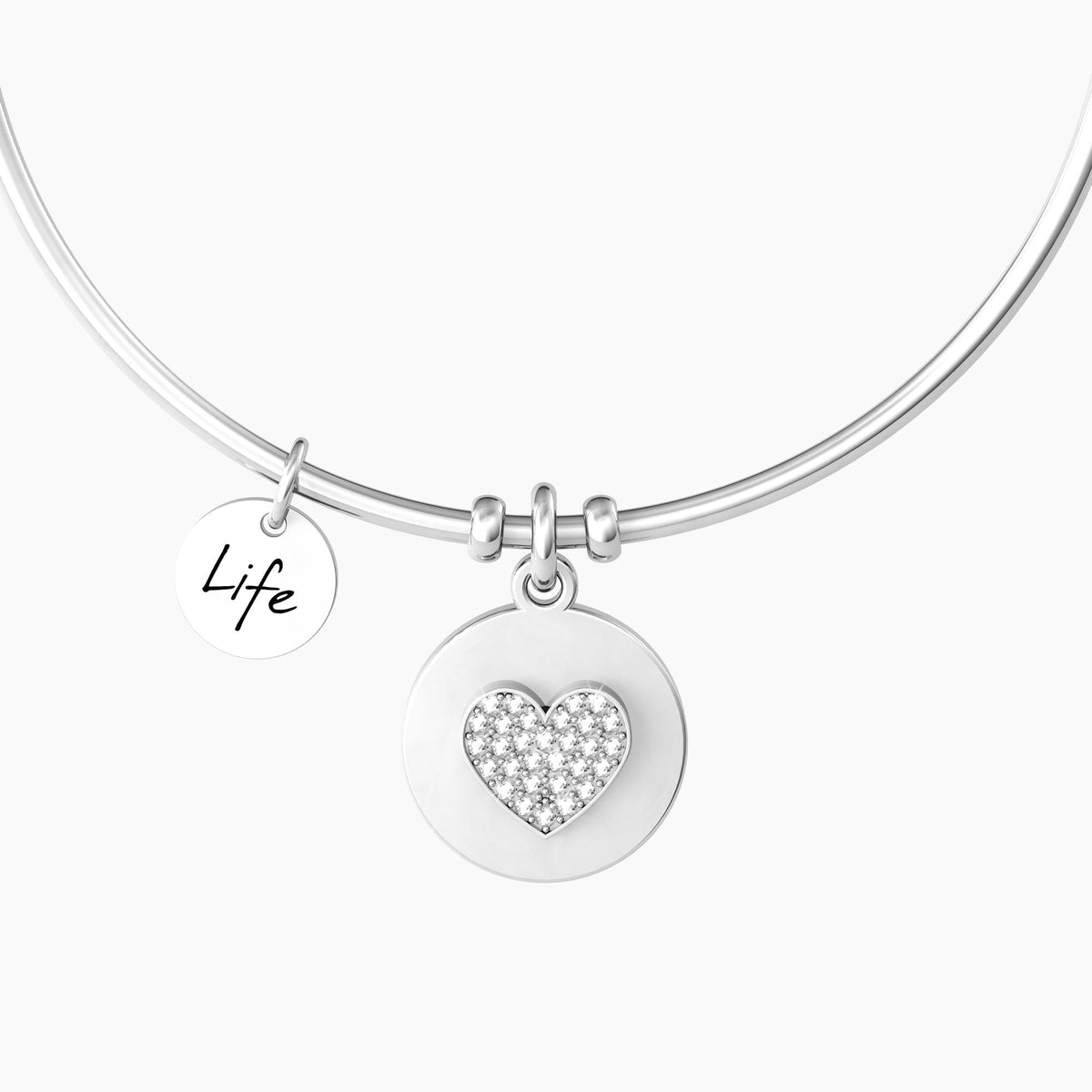 Bracciale rigido mamma con ciondolo e frase "CUORE | LA MIA MAMMA" - Gioielleria Fondente