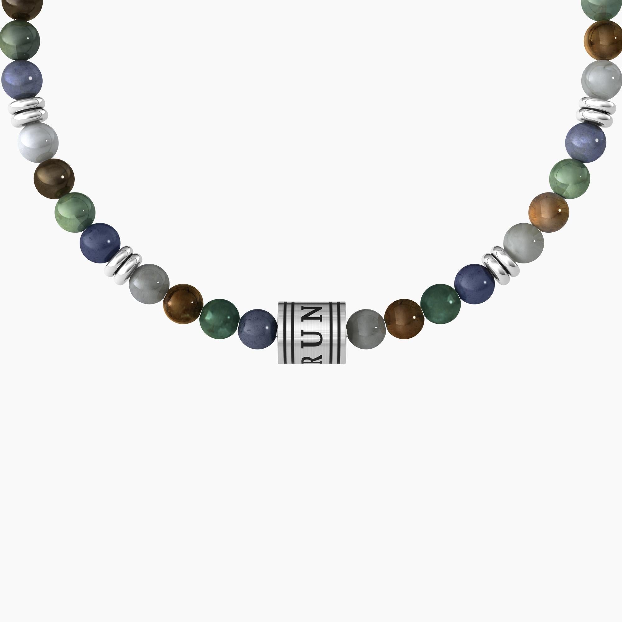Bracciale con pietre multicolor e charm "RUN FREE" - Gioielleria Fondente