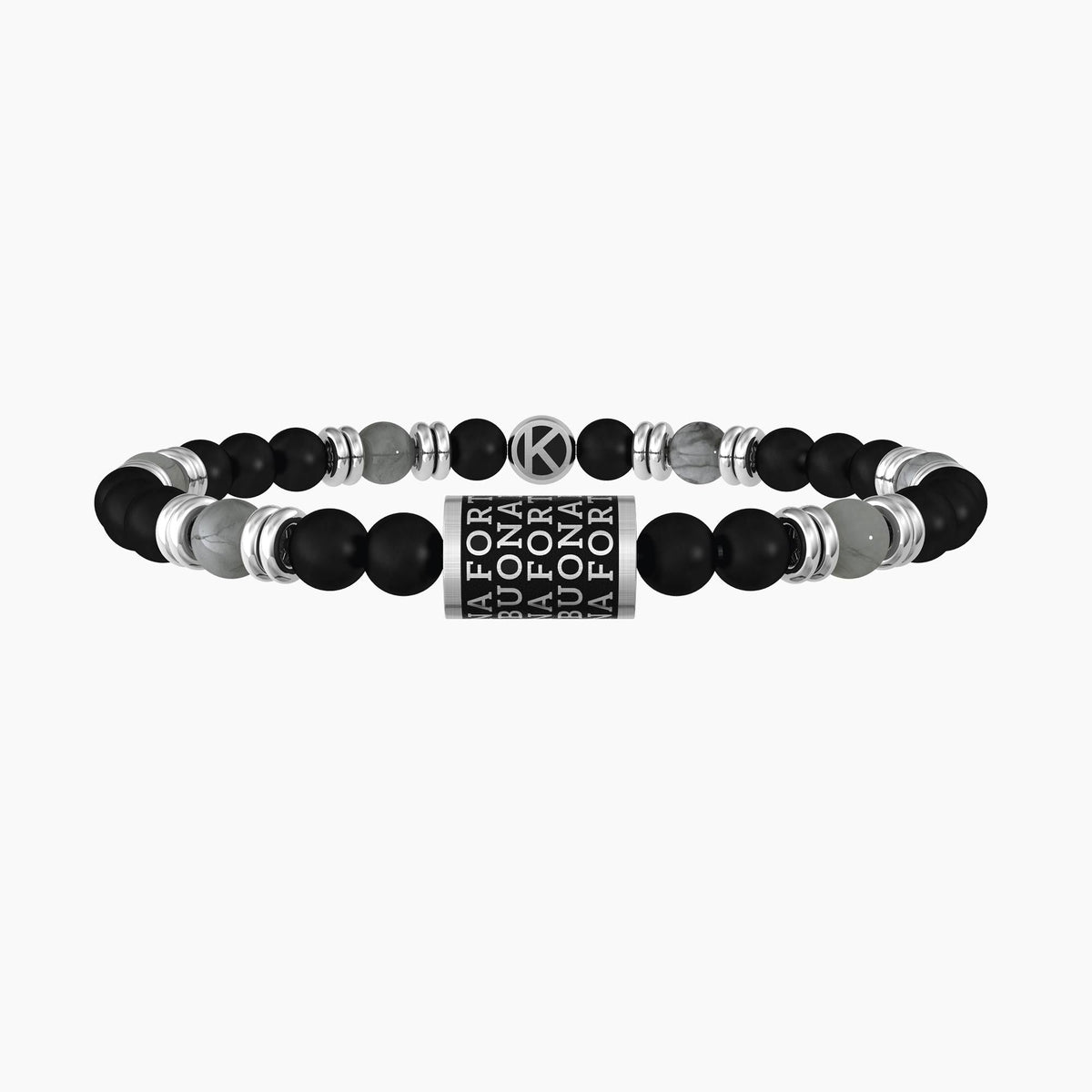 Bracciale buona fortuna con charm e agata nera "BUONA FORTUNA" - Gioielleria Fondente