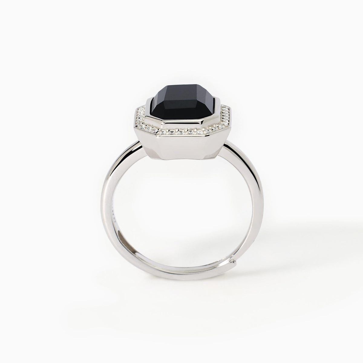 Anello taglio ottagonale con agata nera JETSET - Gioielleria Fondente