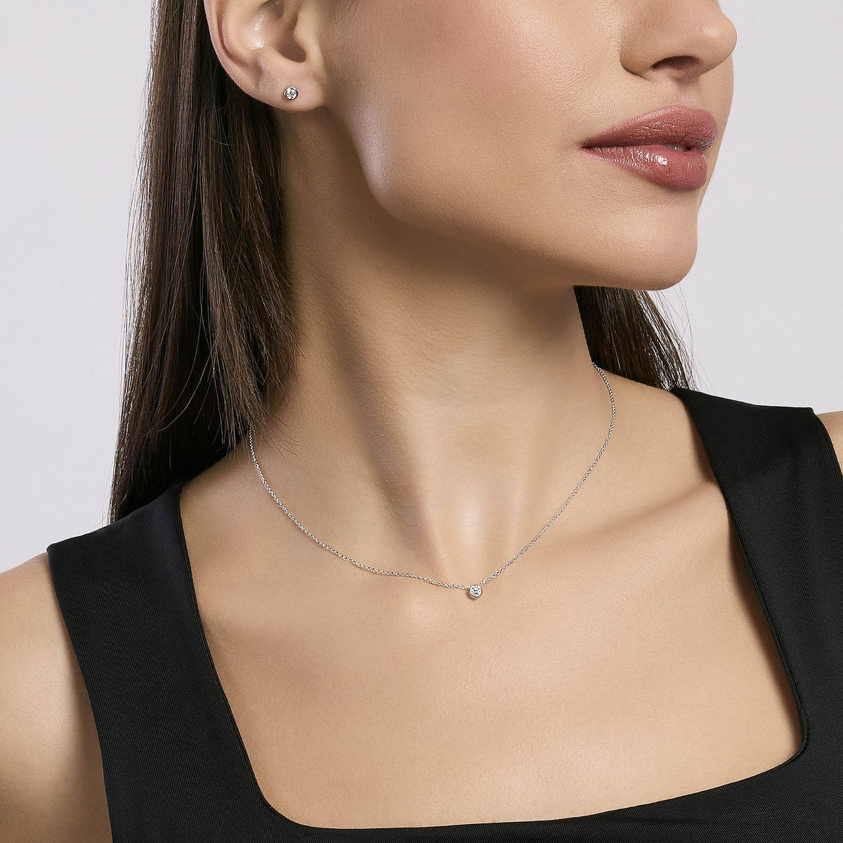 Girocollo in argento con punto luce SHINY