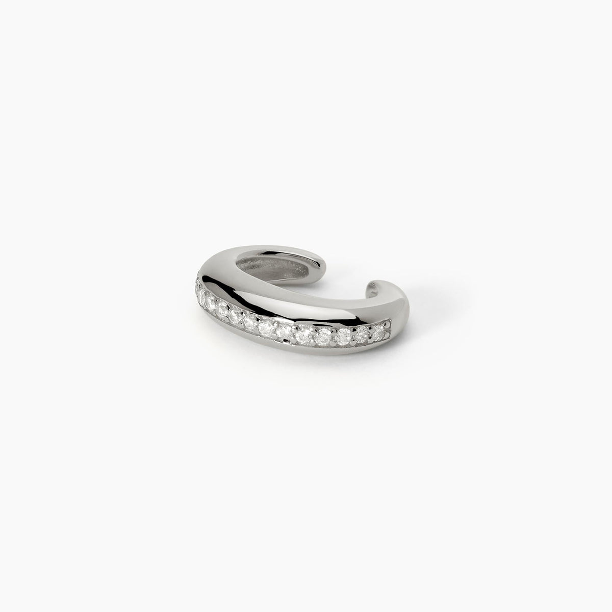 Orecchino ear cuff ovale in argento con zirconi bianchi CUFFMANIA - Gioielleria Fondente