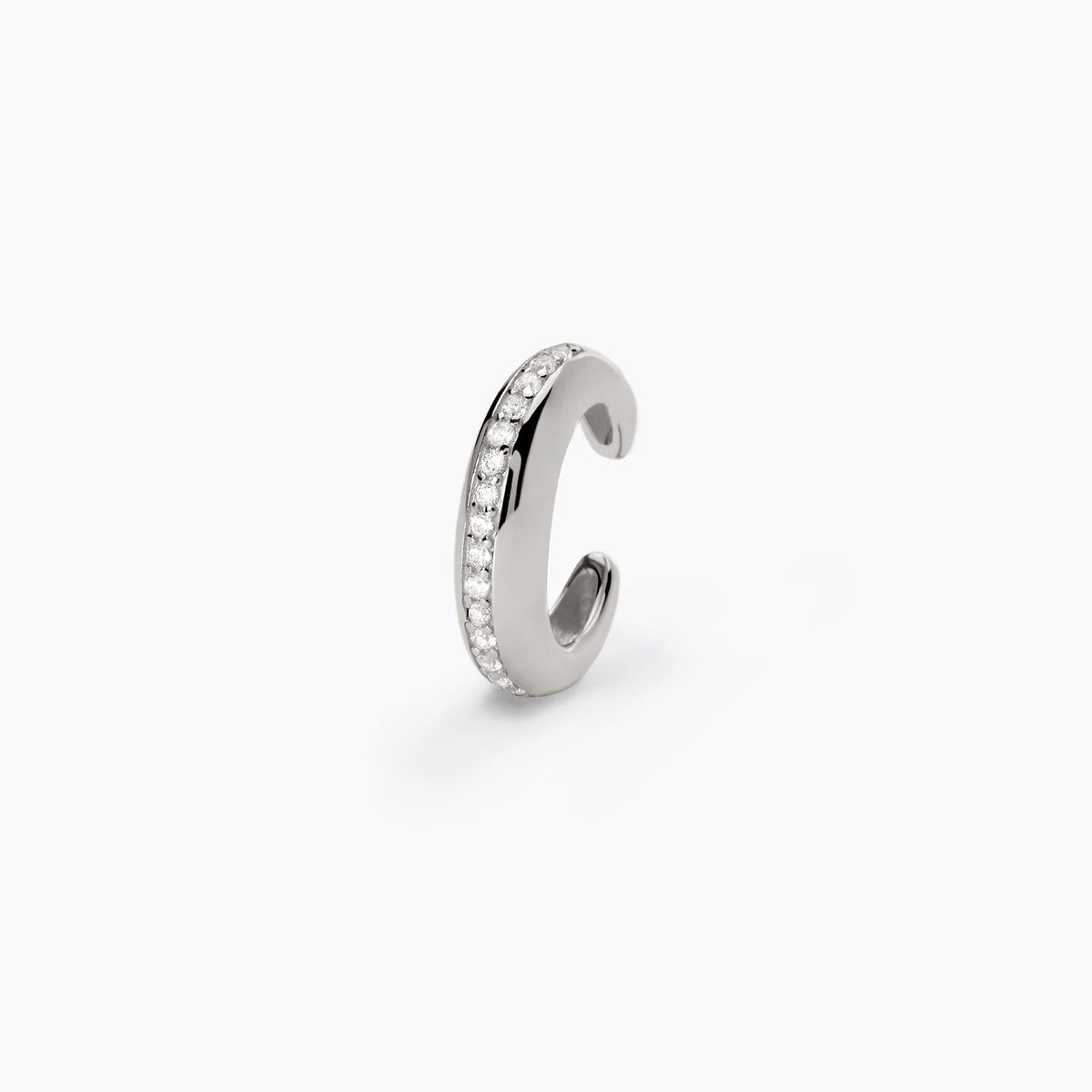 Orecchino ear cuff ovale in argento con zirconi bianchi CUFFMANIA - Gioielleria Fondente
