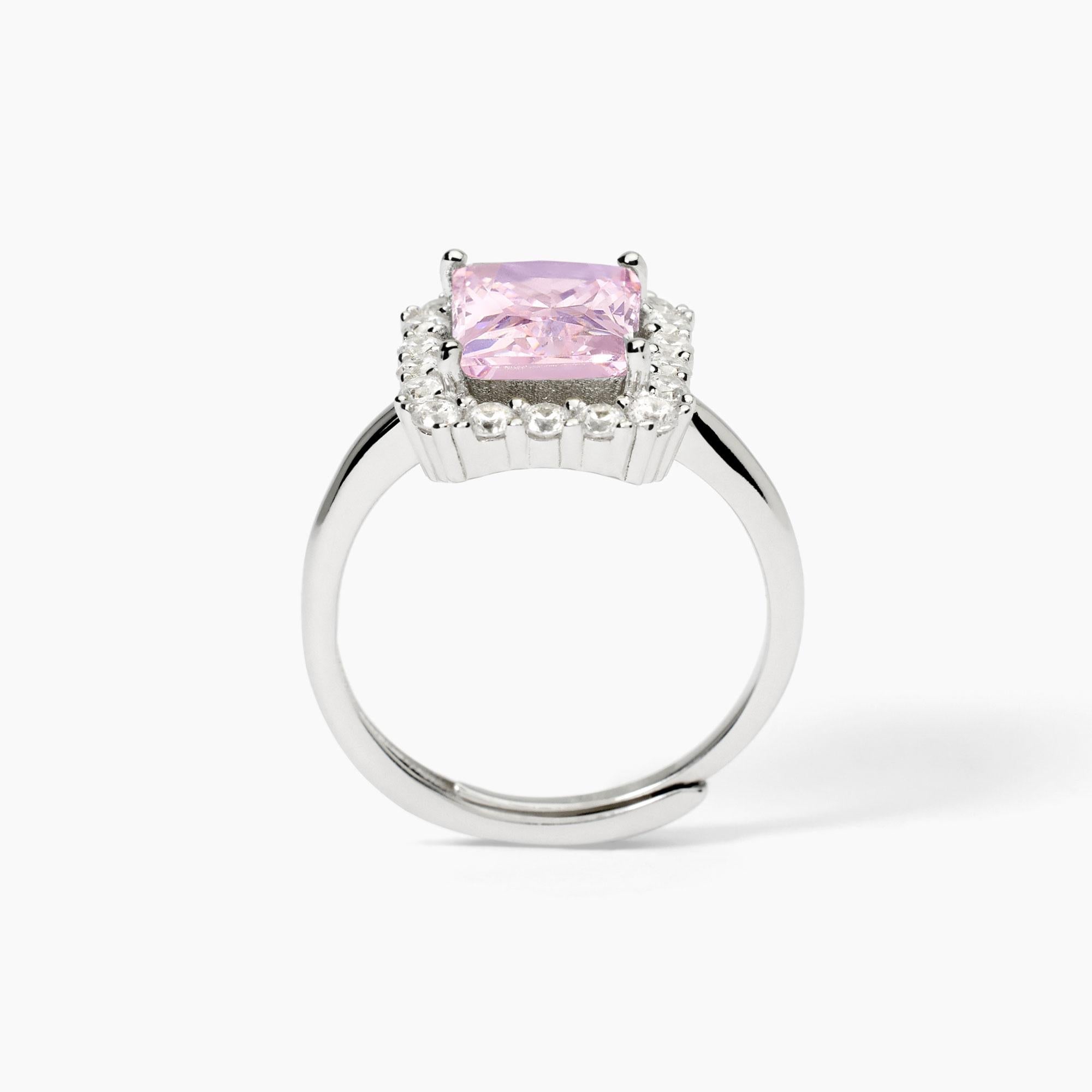 Anello in argento con zircone rosa DESIDERIO INFINITO - Gioielleria Fondente