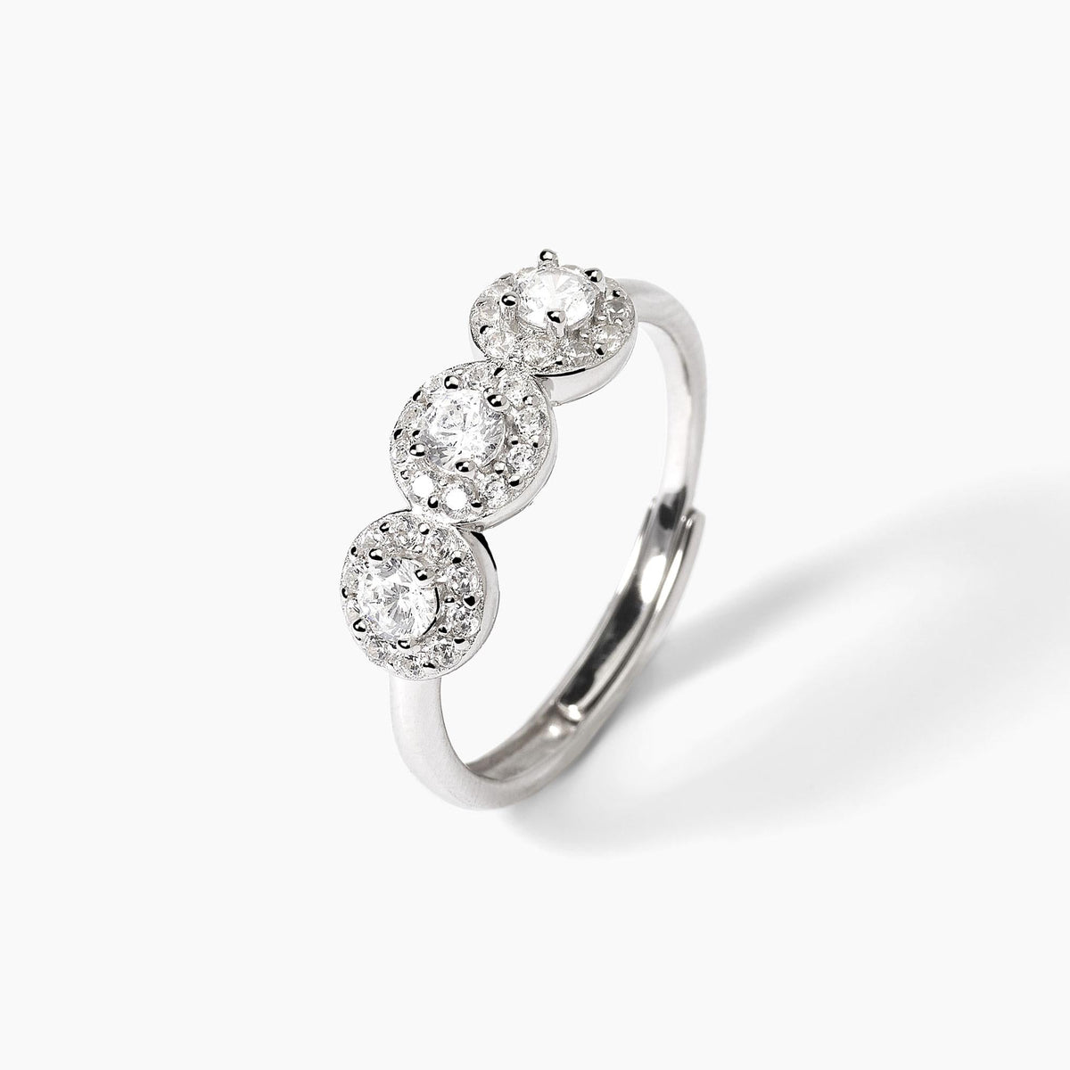 Anello in argento con zirconi bianchi MILANESIENNE - Gioielleria Fondente