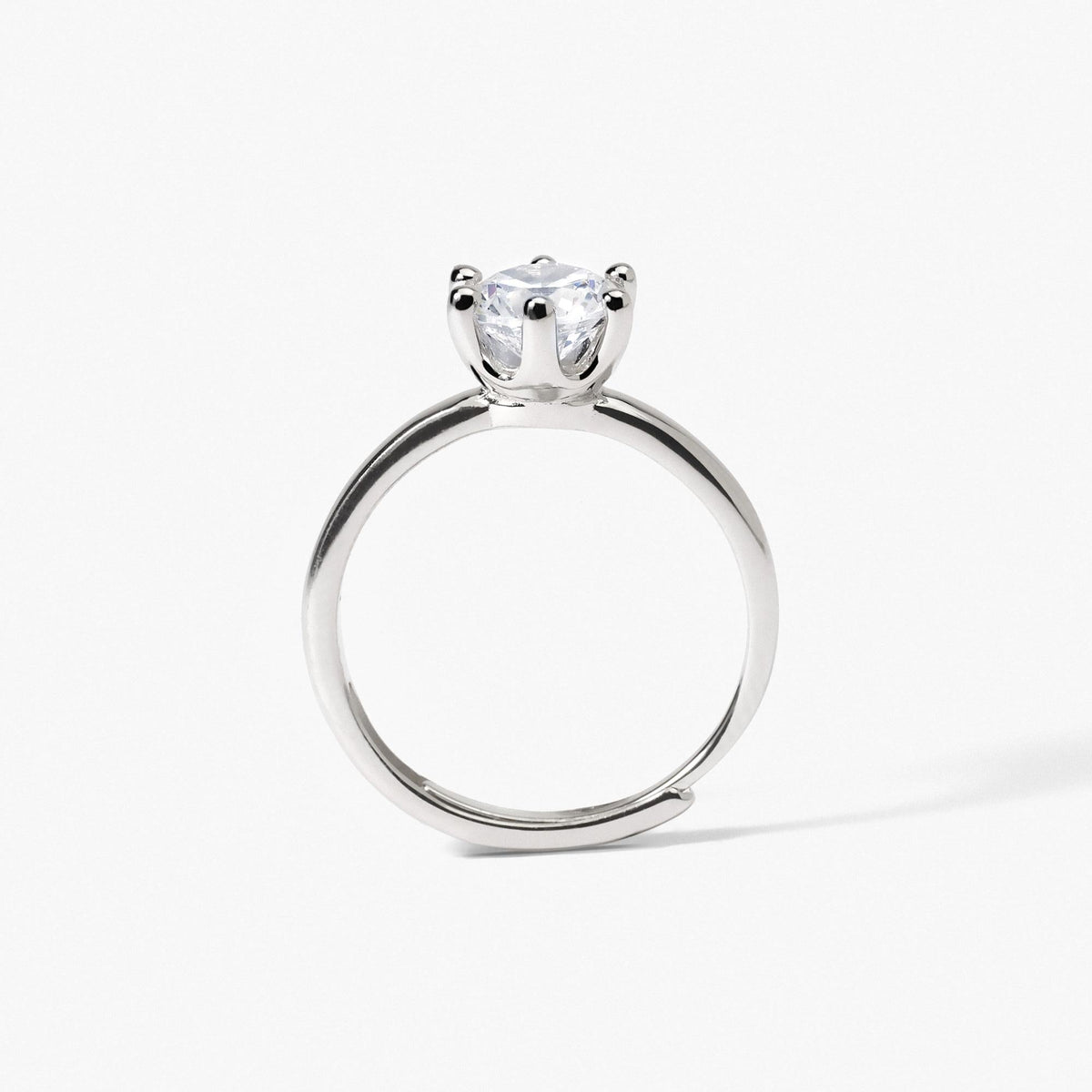 Anello in argento rodiato con zircone - Gioielleria Fondente