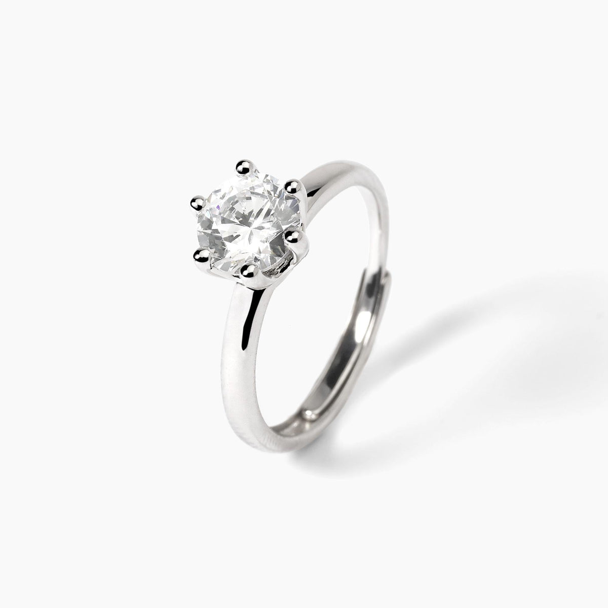 Anello in argento rodiato con zircone - Gioielleria Fondente