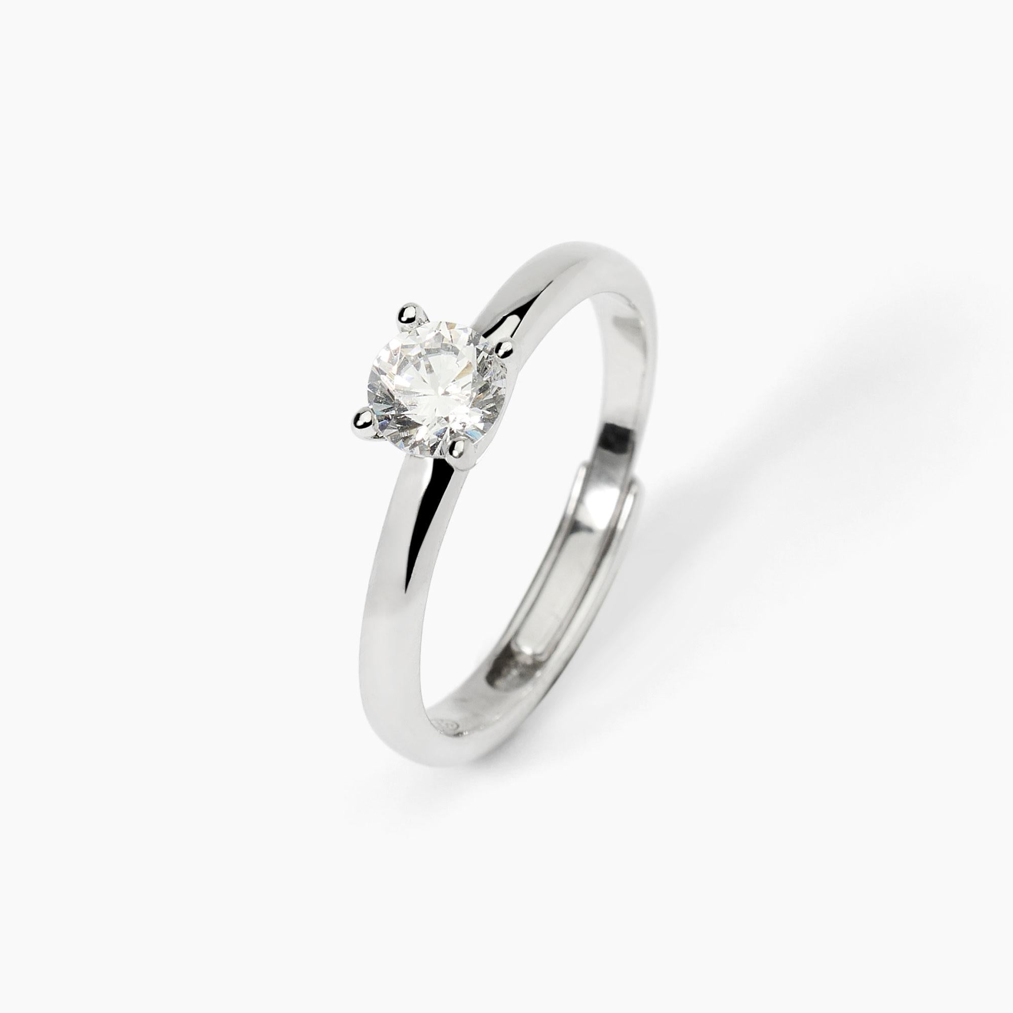 Anello solitario in argento con zircone - Gioielleria Fondente