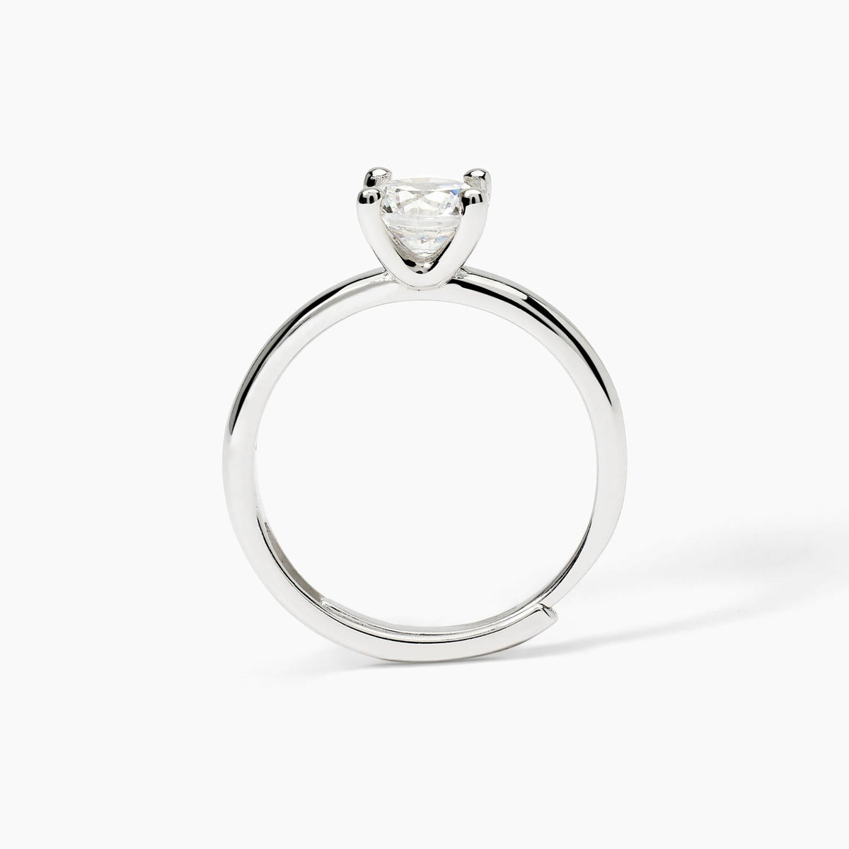 Anello solitario in argento rodiato con zircone - Gioielleria Fondente