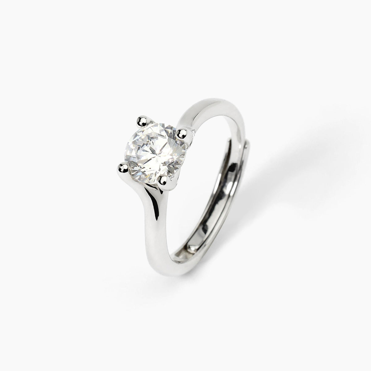 Anello solitario in argento abbraccio con zircone SOLITAIRE - Gioielleria Fondente