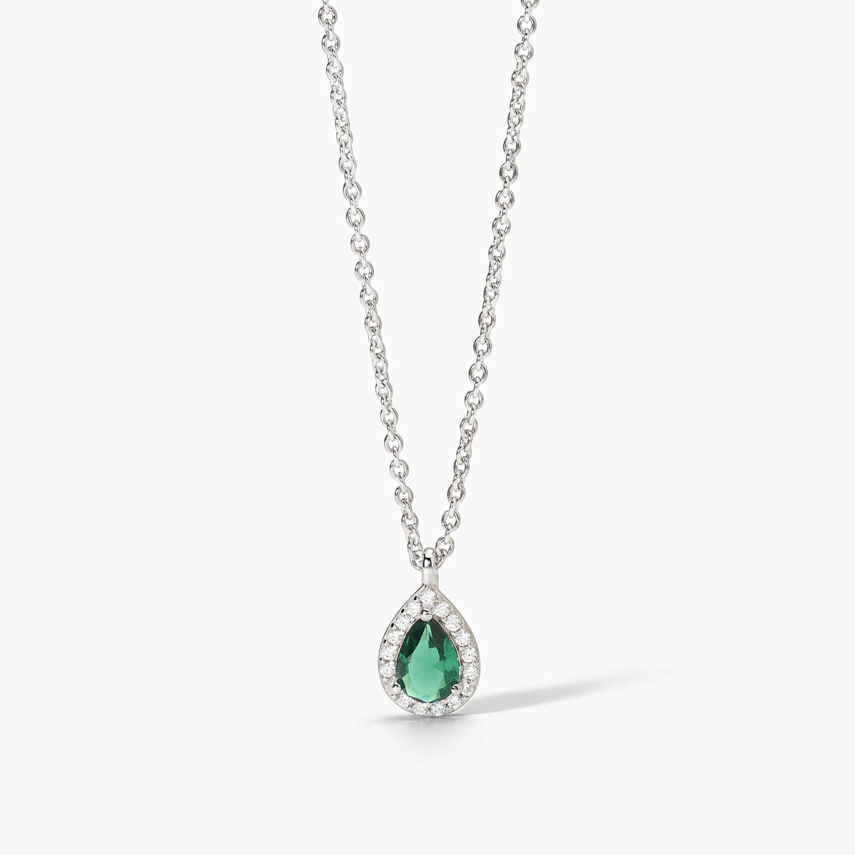 Girocollo in argento con smeraldo sintetico e zirconi COOL OR RÉTRO?