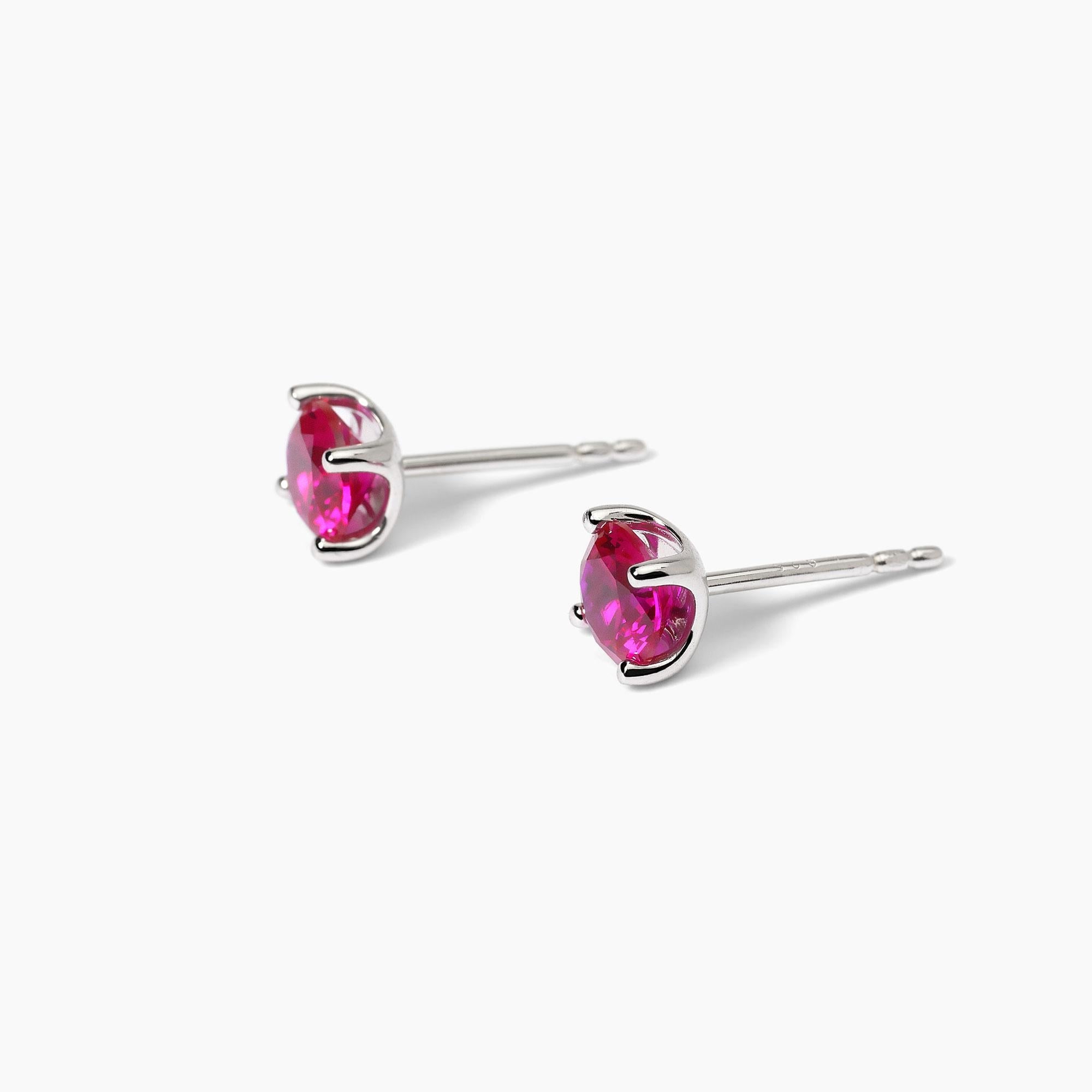 Orecchini in argento con rubini sintetici SHINY