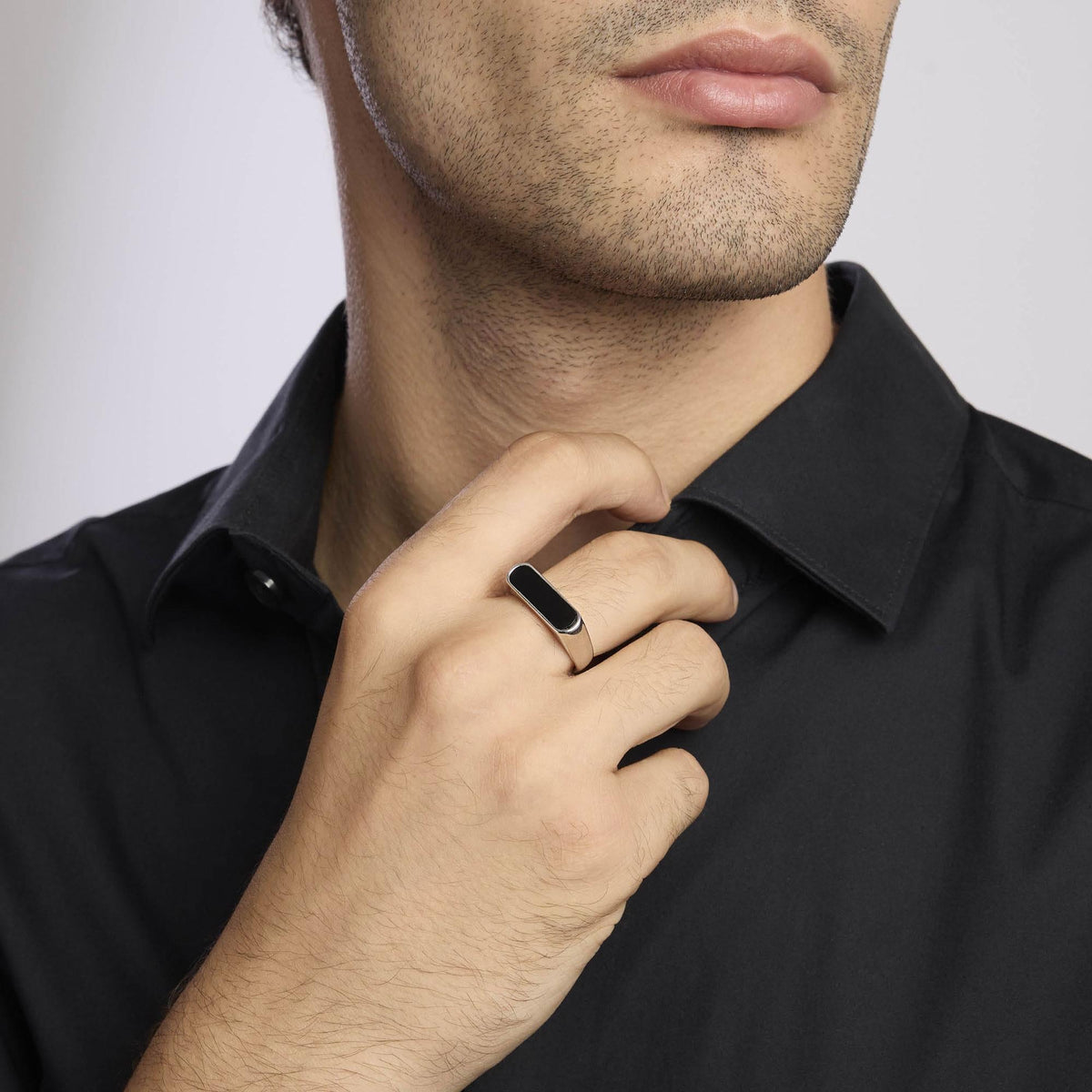 Anello in argento con agata nera THINK BLACK - Gioielleria Fondente
