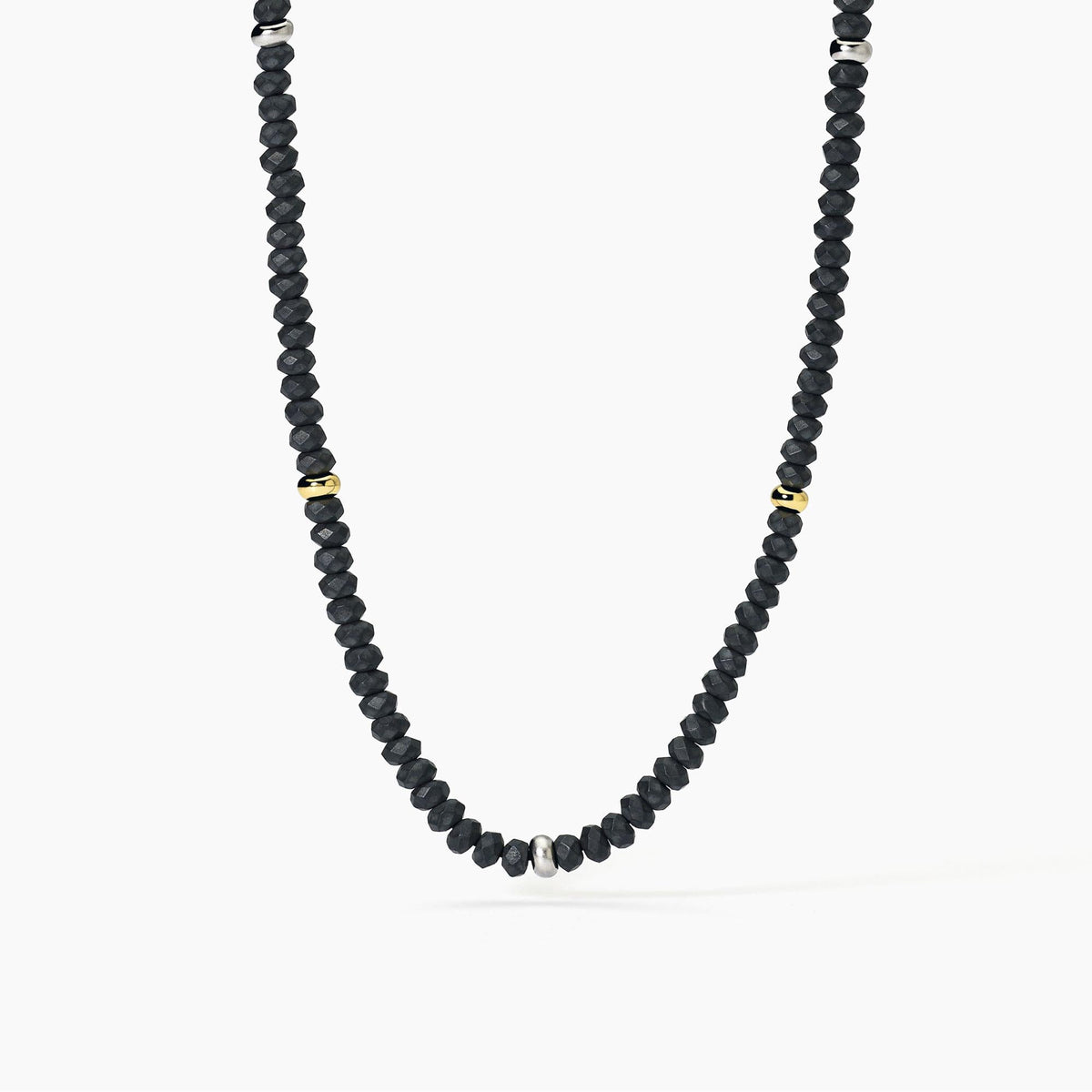 Collana in argento con ematite e inserti dorati ON ROAD - Gioielleria Fondente