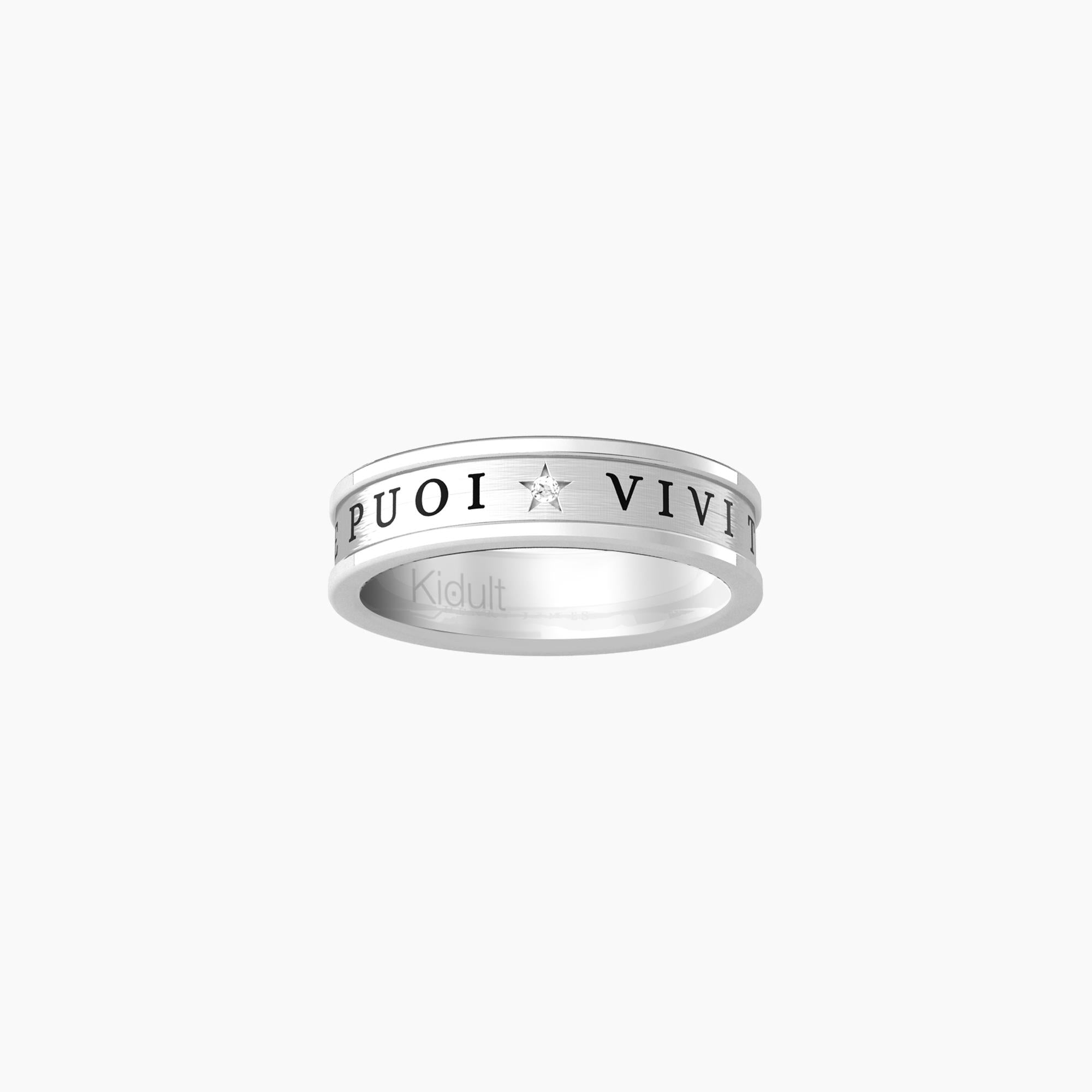 Anello con cristallo e frase "Vivi tutta la vita ... " - Gioielleria Fondente