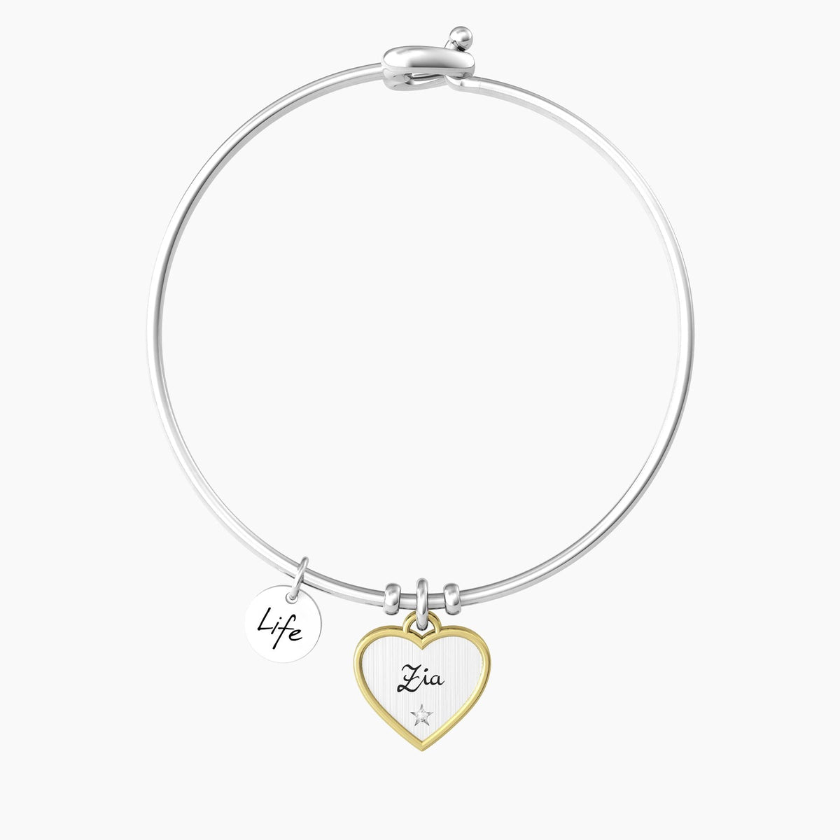 Bracciale rigido zia con ciondolo cuore CUORE | ZIA TI VOGLIO BENE - Gioielleria Fondente