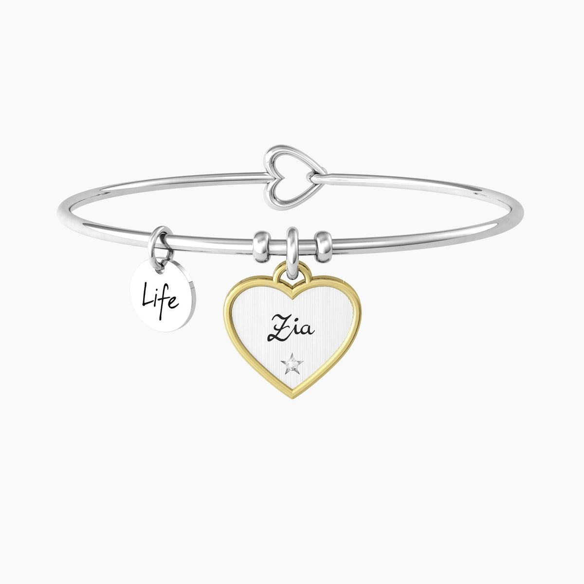 Bracciale rigido zia con ciondolo cuore CUORE | ZIA TI VOGLIO BENE - Gioielleria Fondente