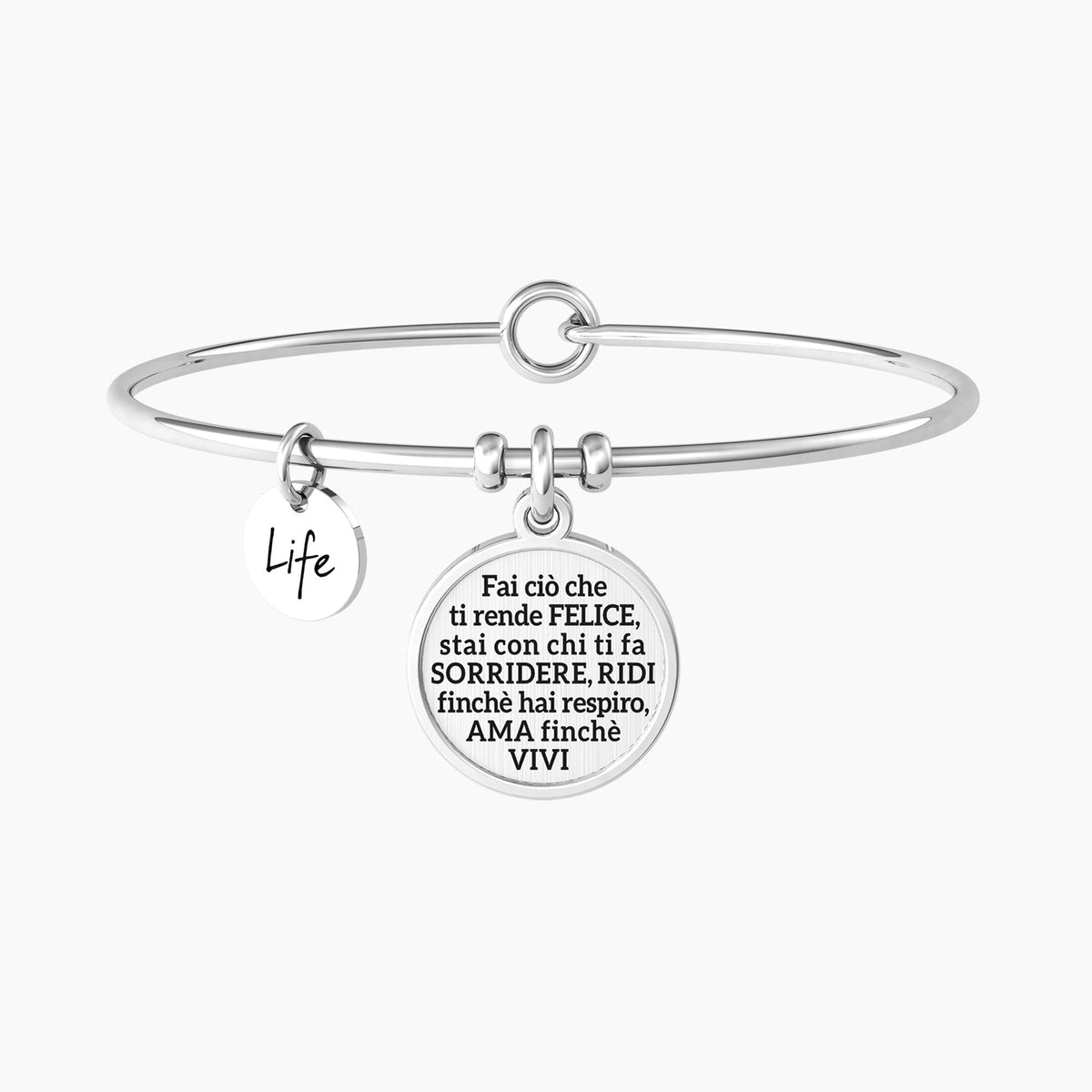 Bracciale rigido figlia con ciondolo e frase FIGLIA | FELICITÀ - Gioielleria Fondente