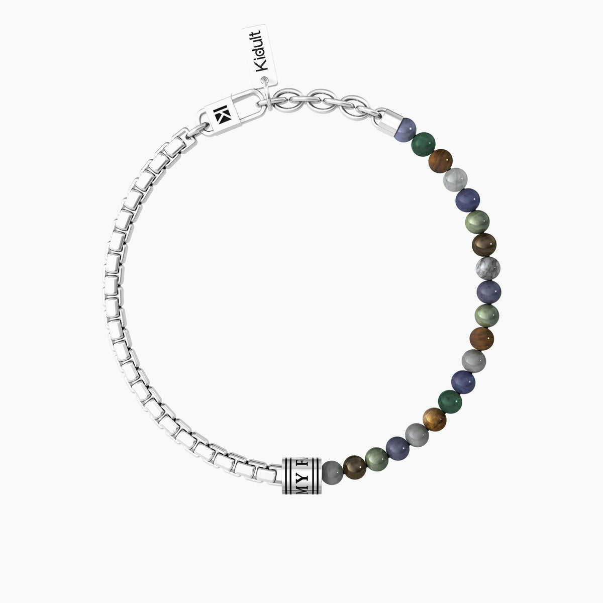 Bracciale uomo famiglia con catena e pietre naturali multicolor MY FAMILY - Gioielleria Fondente