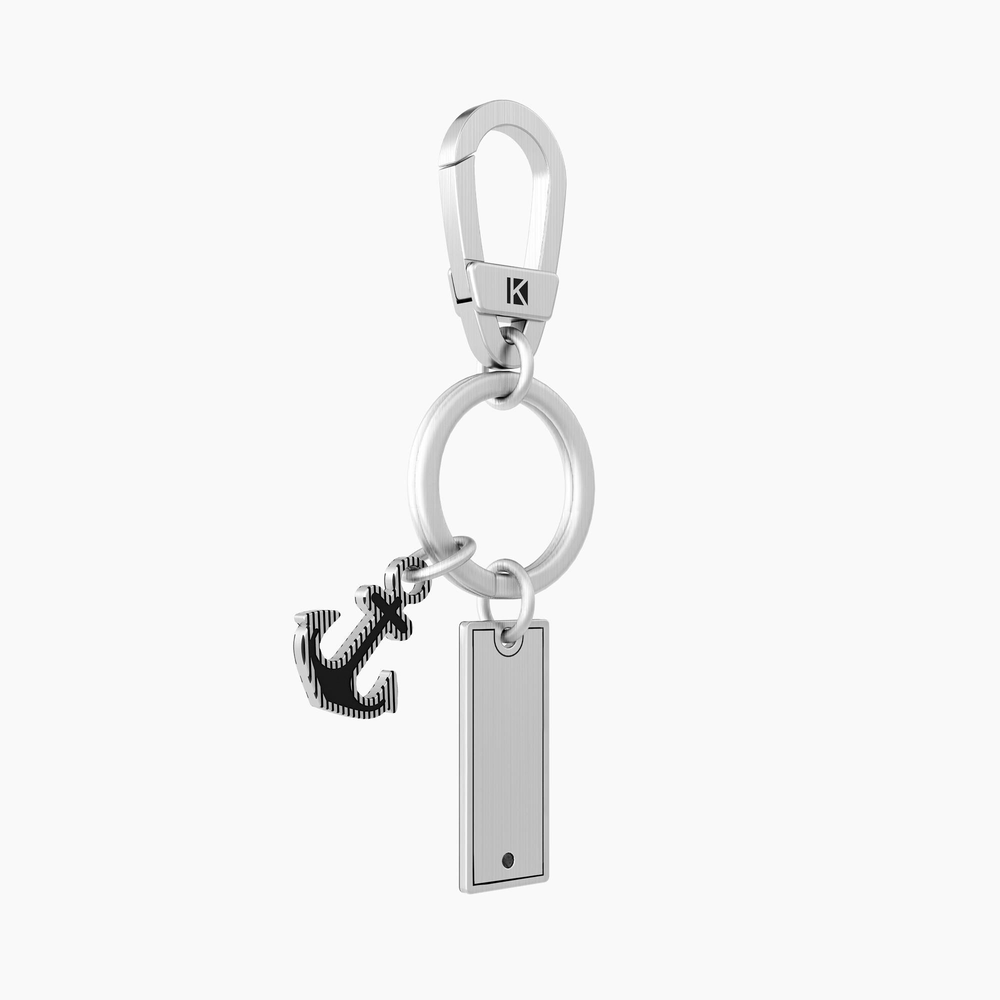 Portachiavi uomo con ancora e ciondolo rettangolare - Gioielleria Fondente