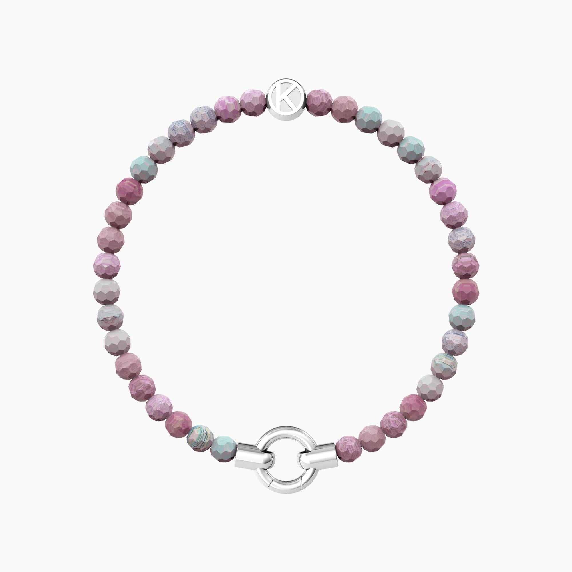 Bracciale in acciaio con agata rosa striata MAMANONMAMA - Gioielleria Fondente