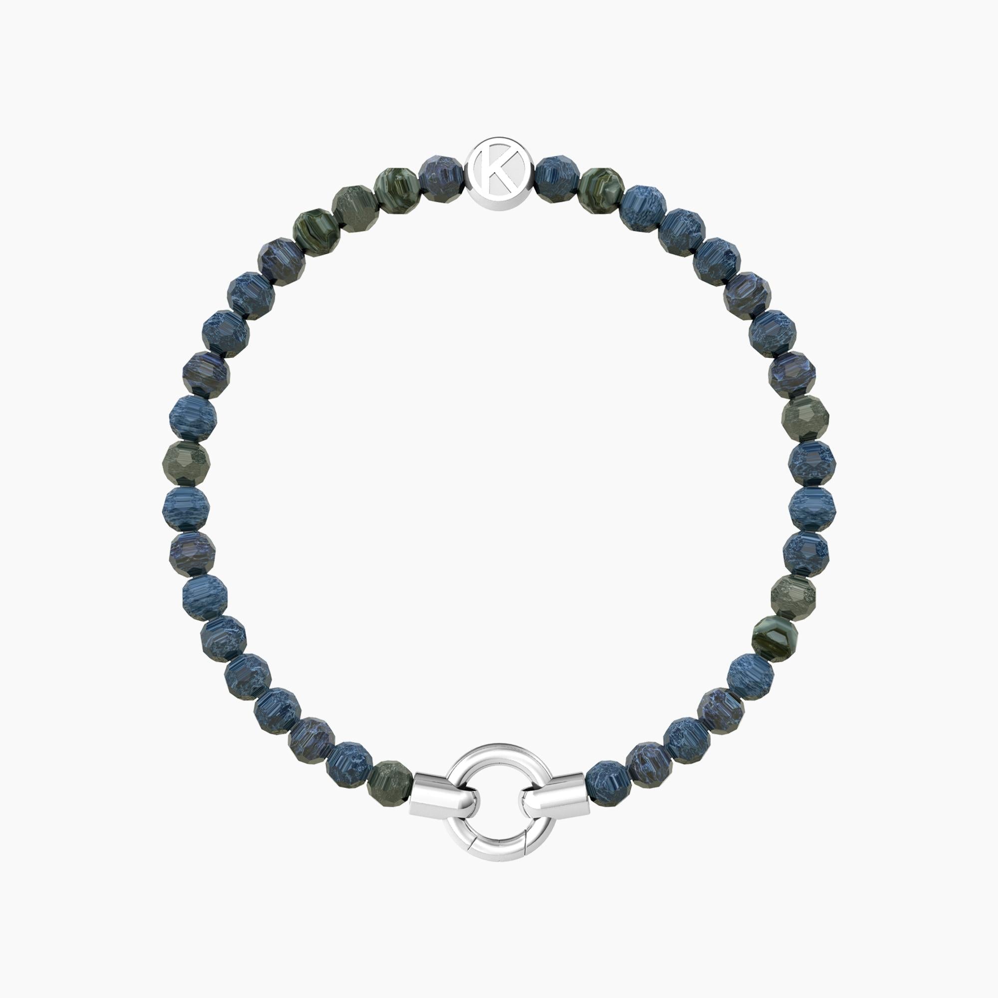 Bracciale in acciaio con agata azzurra striata MAMANONMAMA - Gioielleria Fondente