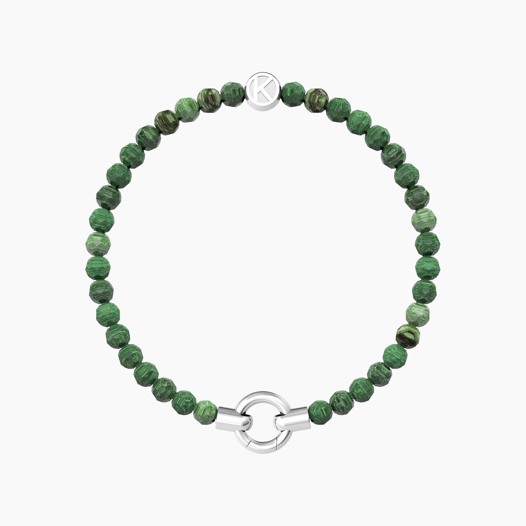 Bracciale in acciaio con agata verde striata MAMANONMAMA - Gioielleria Fondente