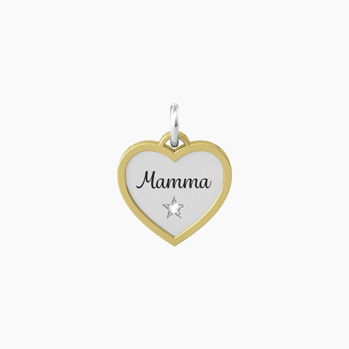 Ciondolo cuore con scritta mamma e cristallo MAMMA | AMORE - Gioielleria Fondente