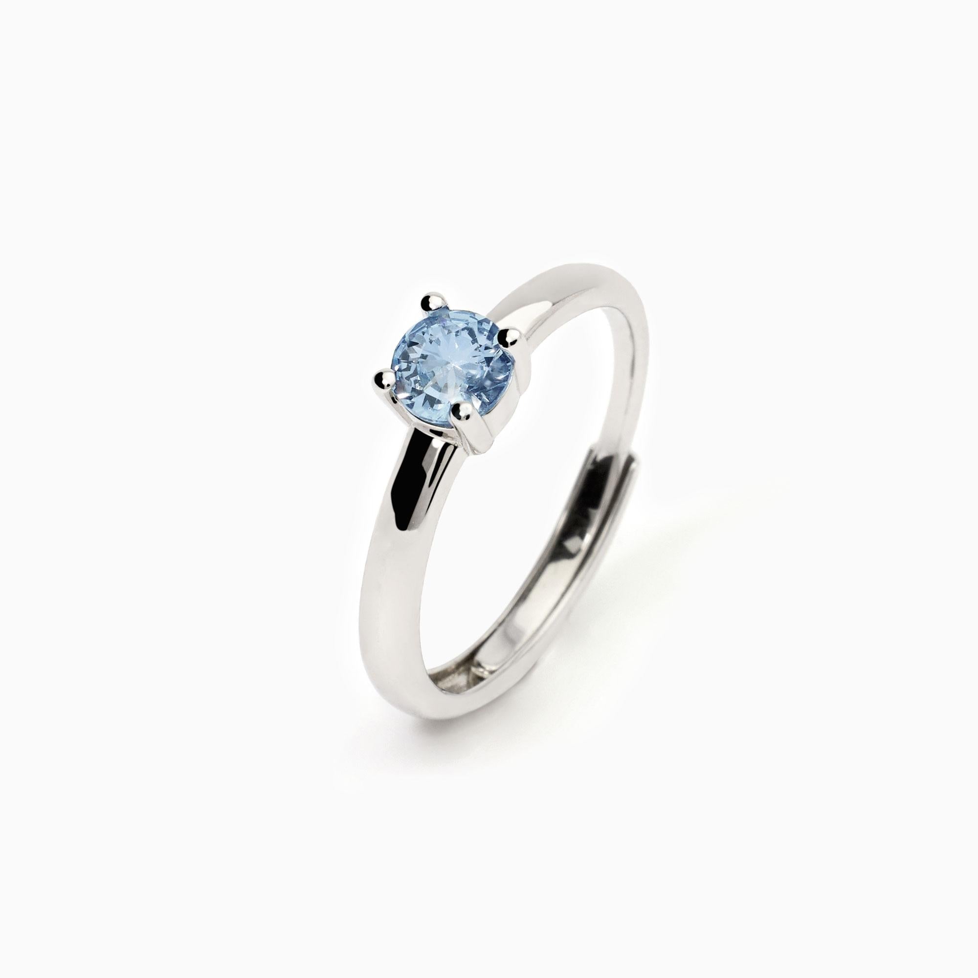 Anello donna in argento con acquamarina sintetica ISABEL - Gioielleria Fondente