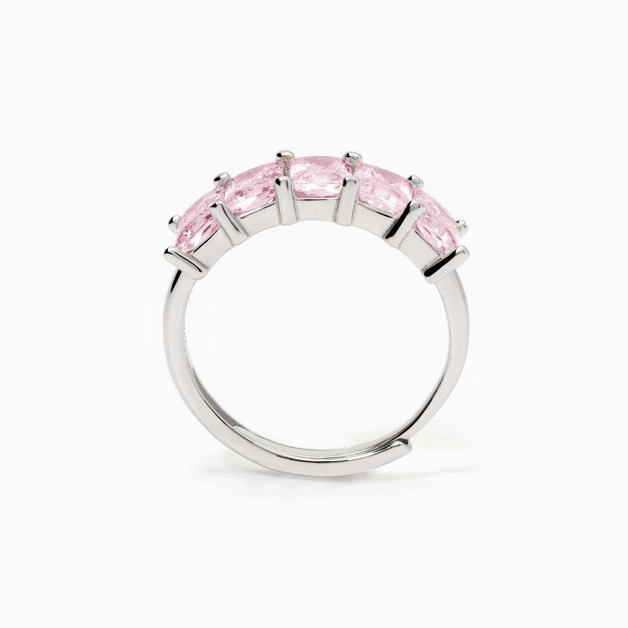 Anello donna in argento con zirconi rosa VALENTINA