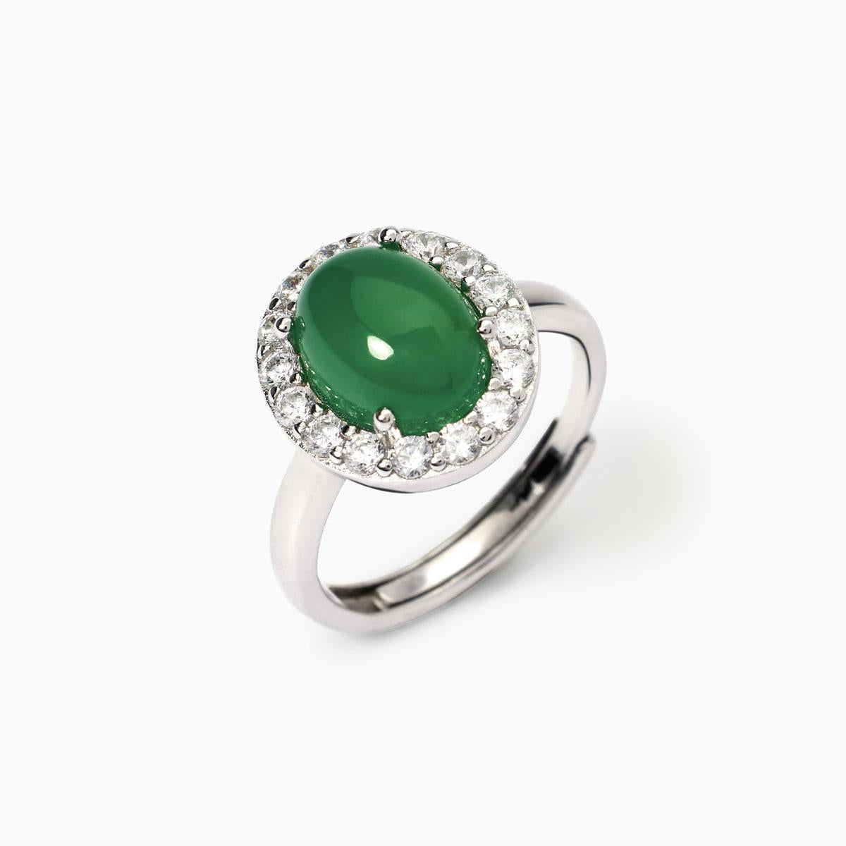 Anello in argento con agata verde GINEVRA