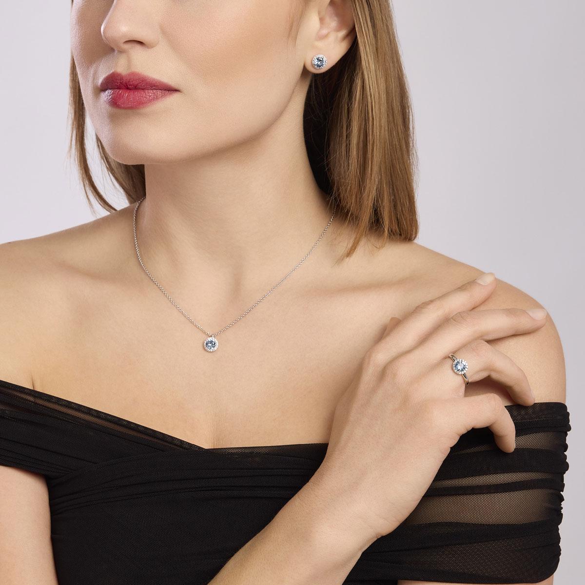 Anello con acquamarina sintetica REVIVAL