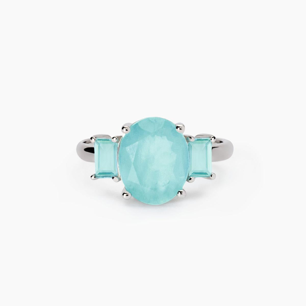 Anello con fusion stone azzurro ovale SANTORINI