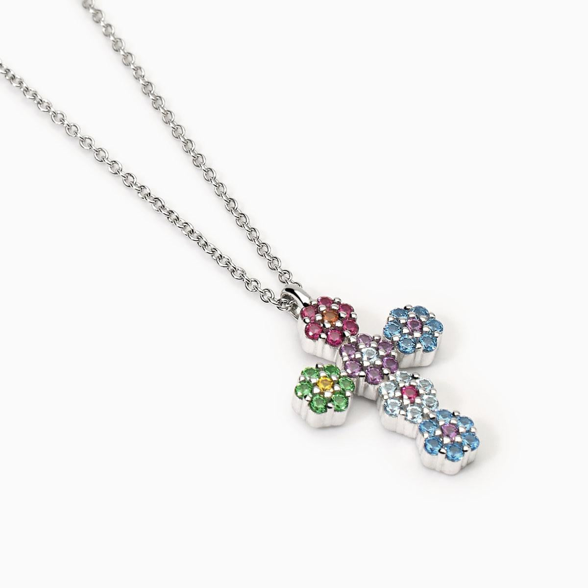 Girocollo con ciondolo croce multicolor FIOR FIORE