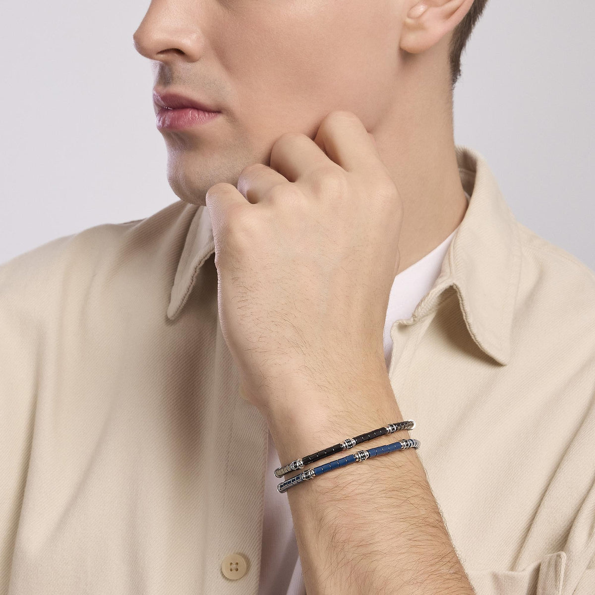 Bracciale uomo con elementi ceramica PIT STOP