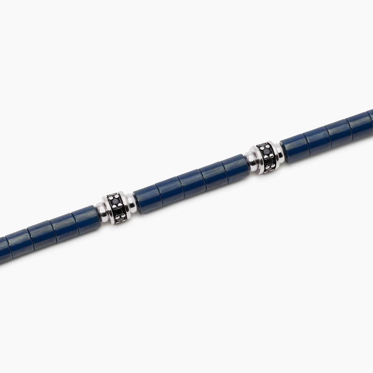 Bracciale uomo con elementi ceramica blu PIT STOP