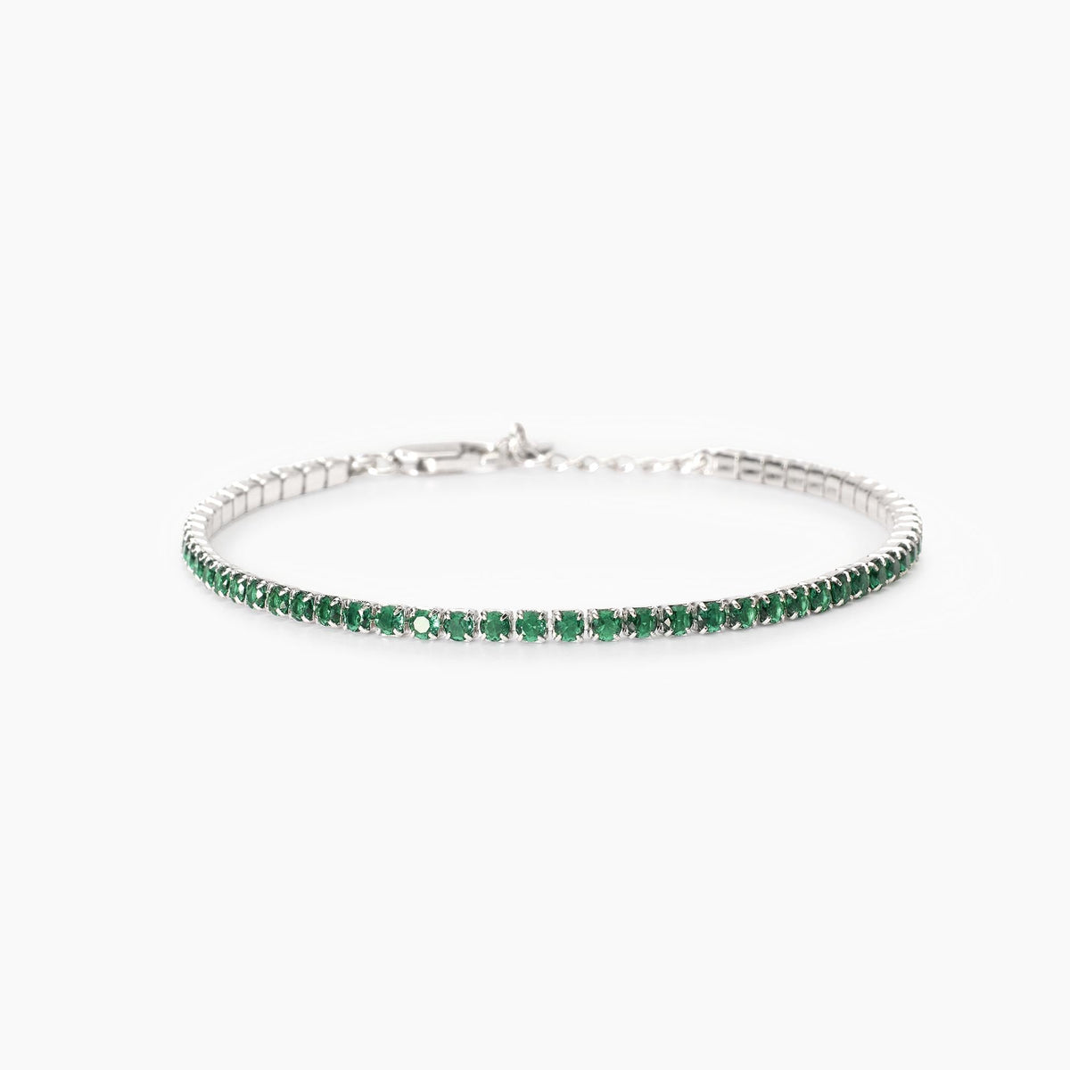 Bracciale tennis uomo con smeraldi sintetici Mini Tennis
