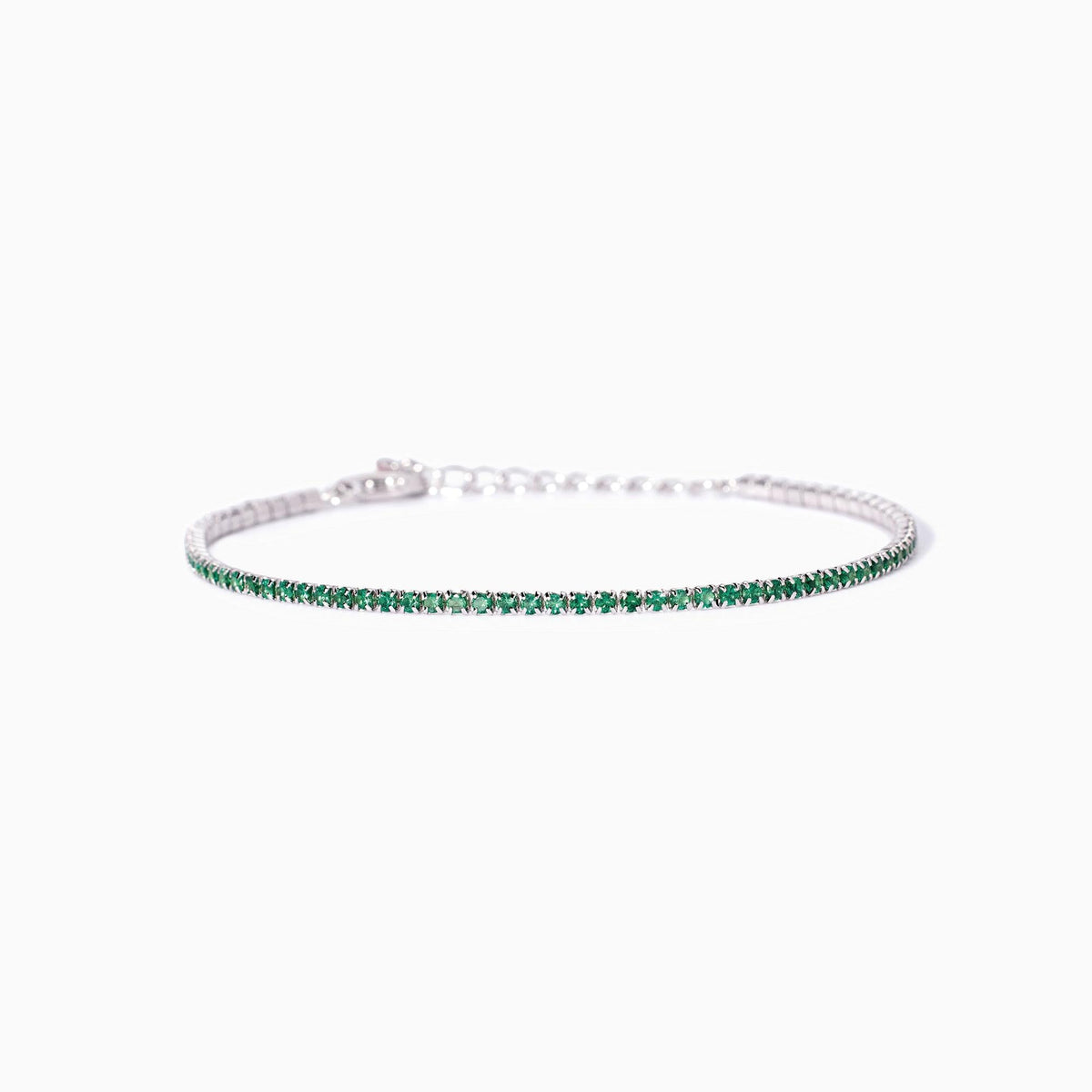 Bracciale tennis con smeraldi sintetici Mini Tennis