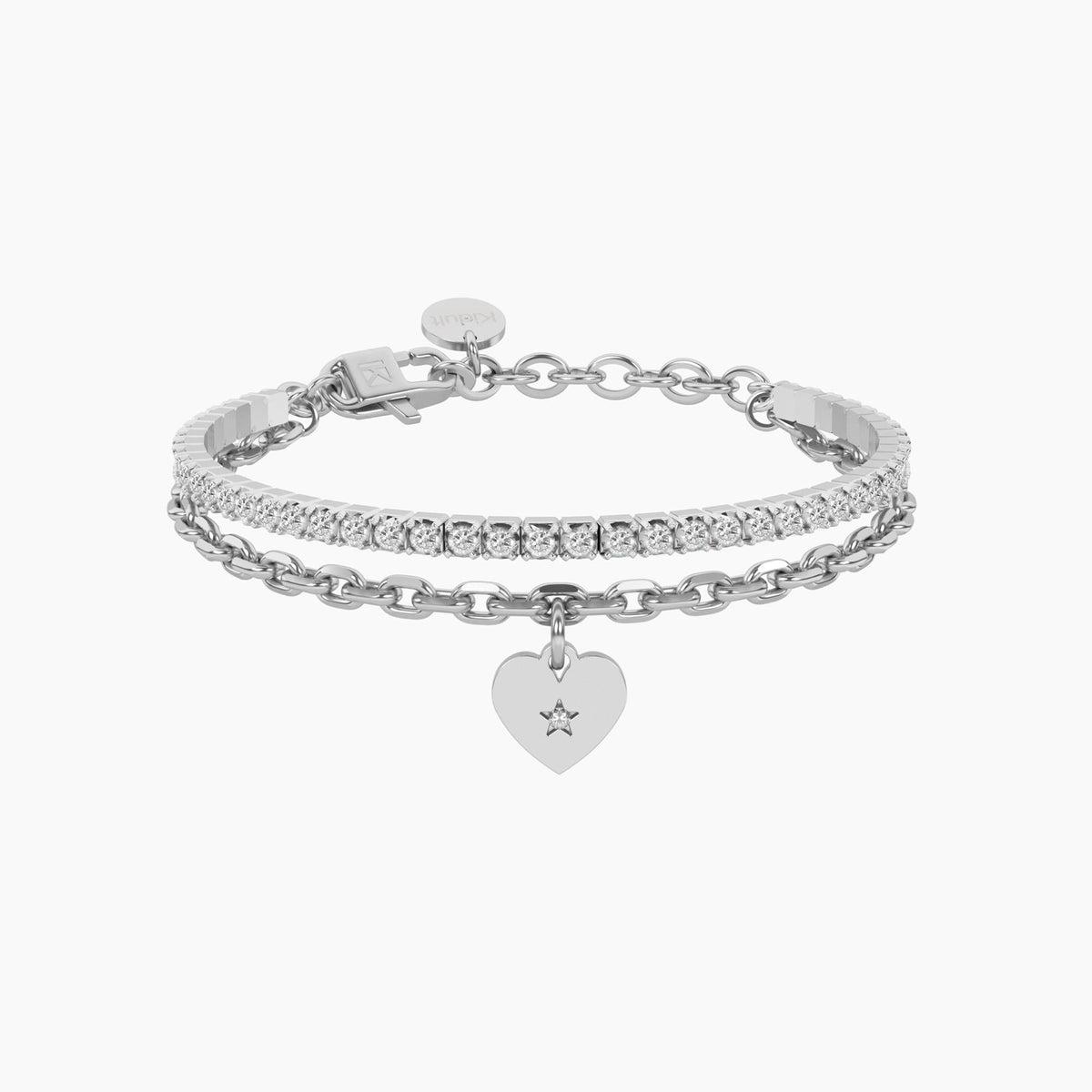 Bracciale tennis e catena forzatina con cuore Cuore | grazie