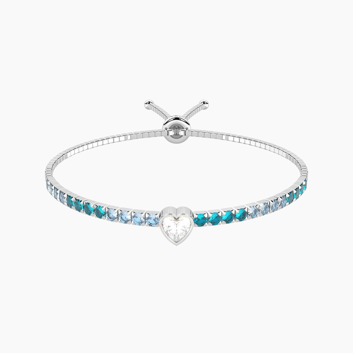 Bracciale tennis regolabile azzurro e verde con cuore Cuore | ti voglio bene