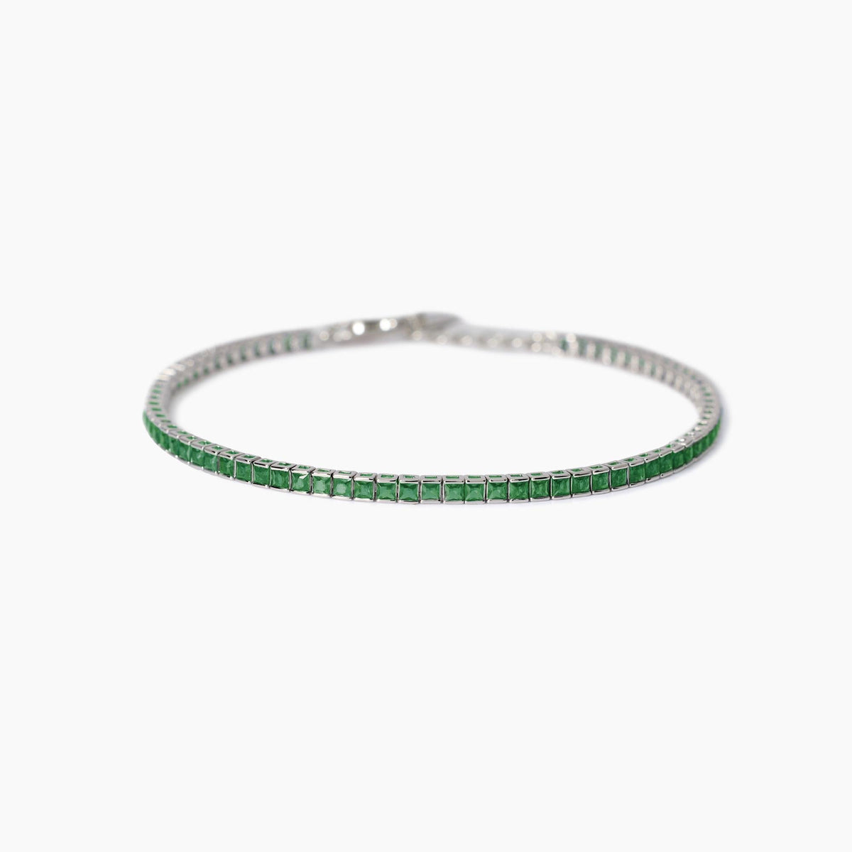 Bracciale tennis uomo con smeraldi sintetici Tennis Club