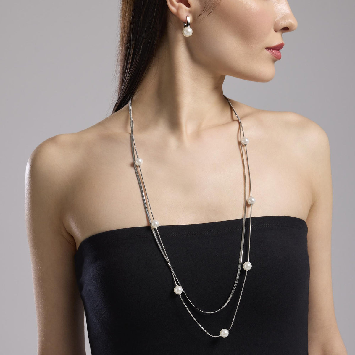 Collana doppia catena con perle conchiglia Style 14