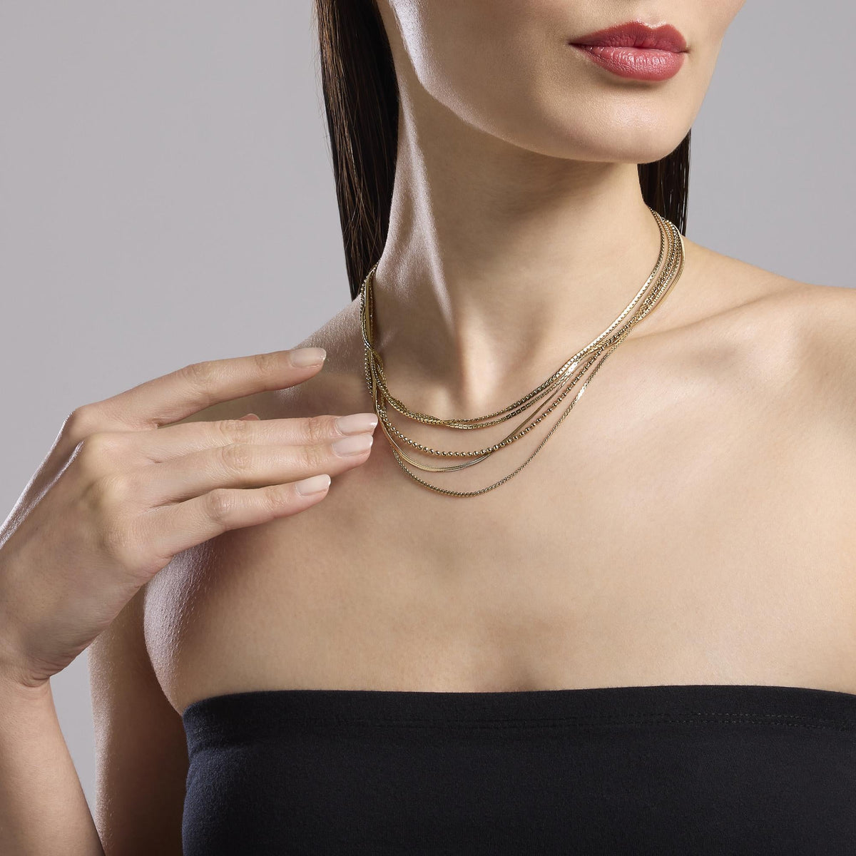 Girocollo dorato con catene multiple Style 08