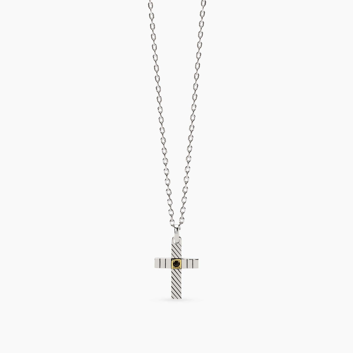Collana con croce con zircone e placcatura oro Geometrico
