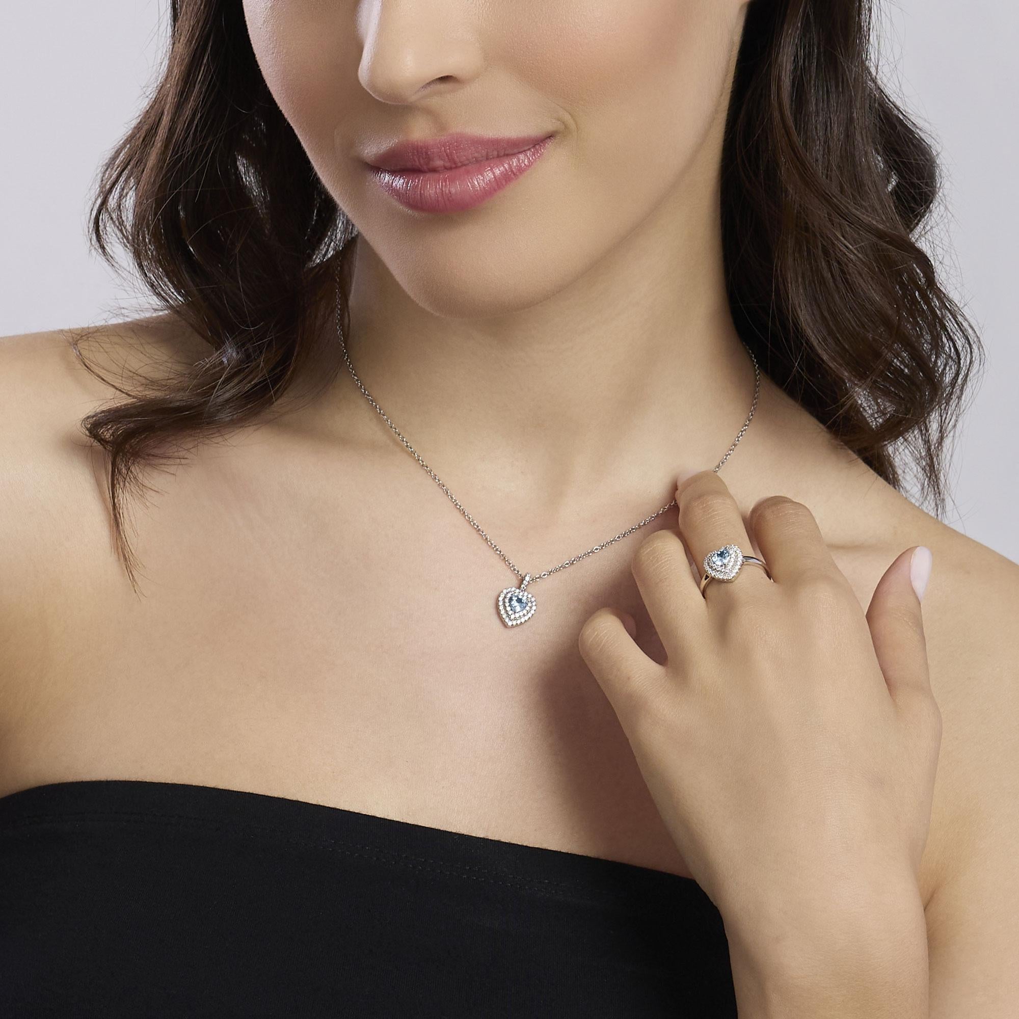 Anello con cuore in acquamarina sintetica VITTORIA